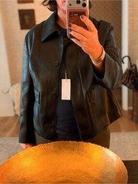 Mango nwt black vegan/faux leather jacket xxl